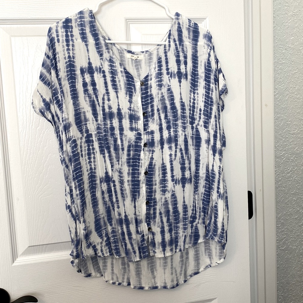 Short sleeve tie die button up